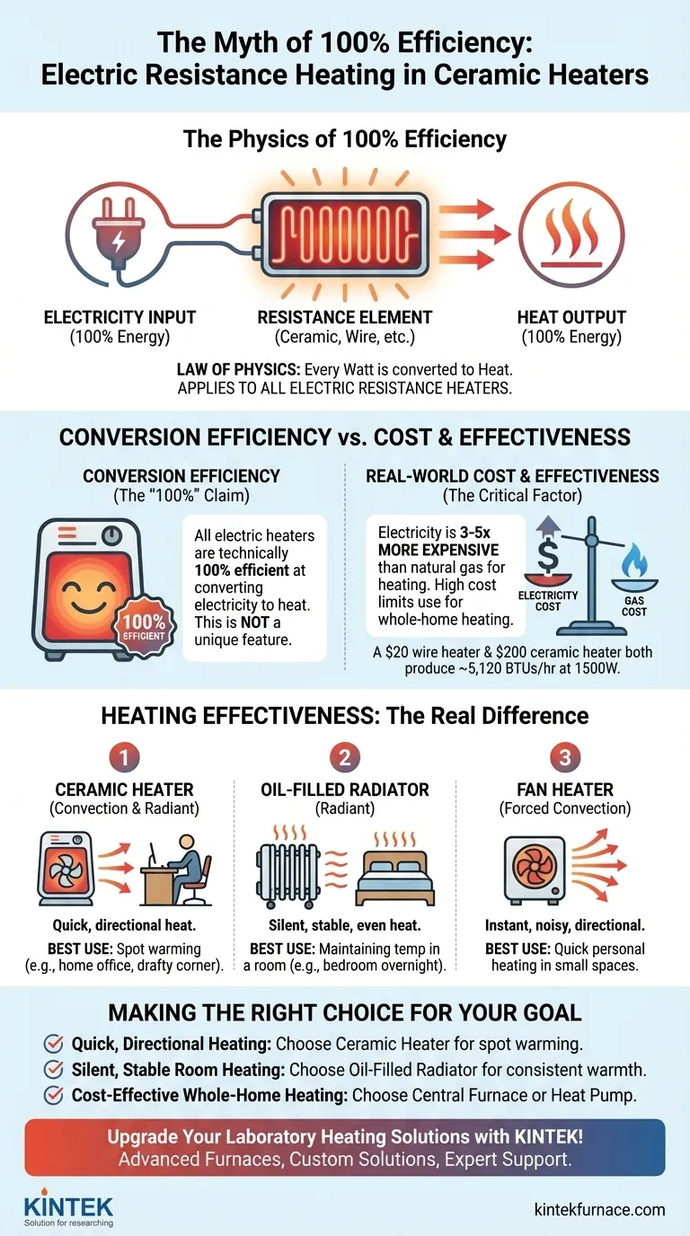 ¿Cuál es la eficiencia energética de la calefacción por resistencia eléctrica en los calentadores cerámicos? Descubra la verdad más allá del 100% de eficiencia Guía Visual