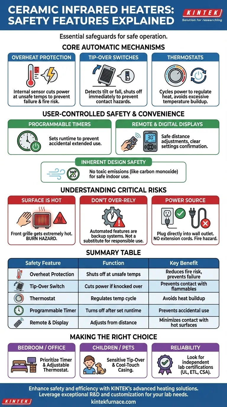 Quali caratteristiche di sicurezza includono i riscaldatori a infrarossi in ceramica? Garantisci un riscaldamento sicuro ed efficiente per il tuo spazio Guida Visiva