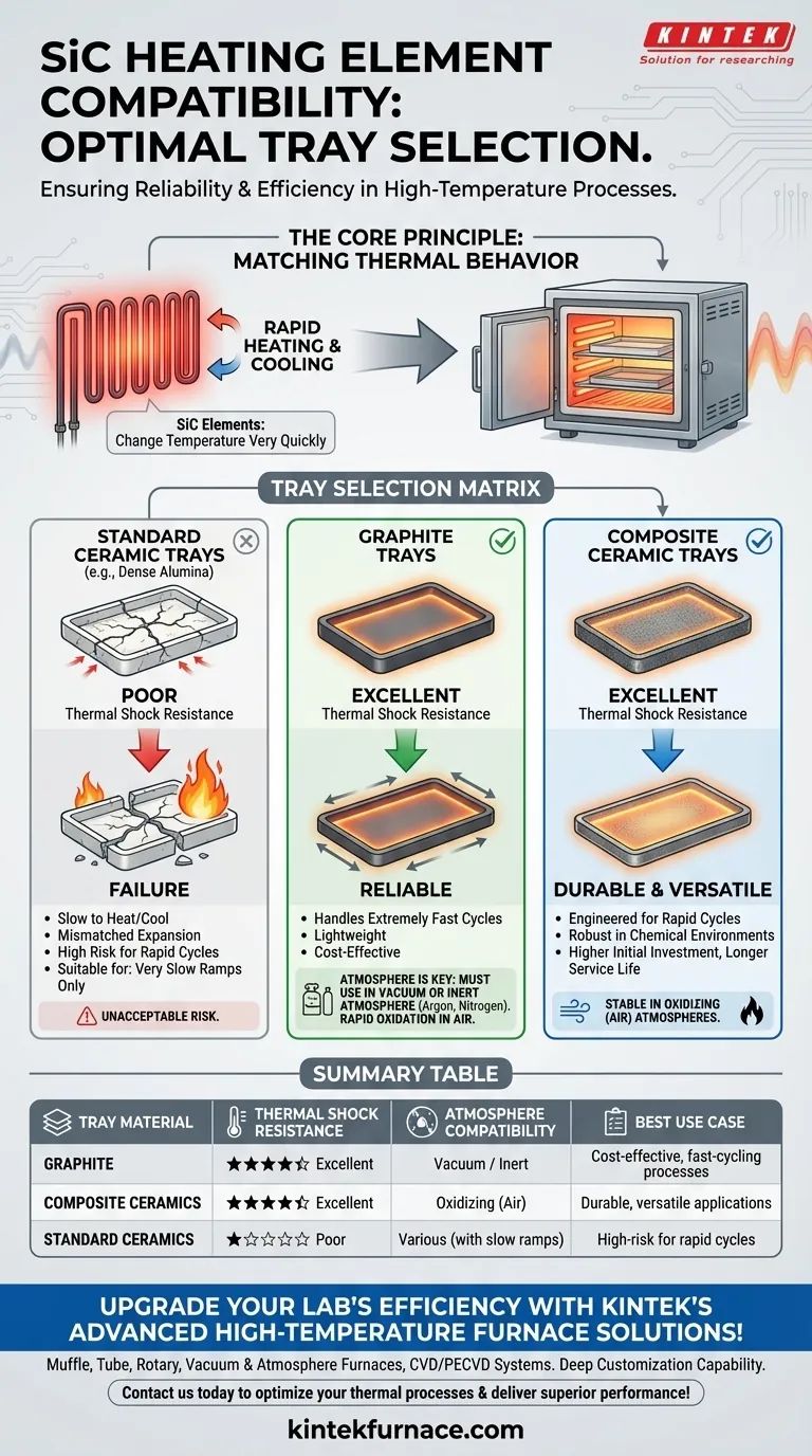 ¿Qué tipos de bandejas son compatibles con los elementos calefactores de SiC? Elija grafito o cerámicas compuestas para resistencia al choque térmico Guía Visual