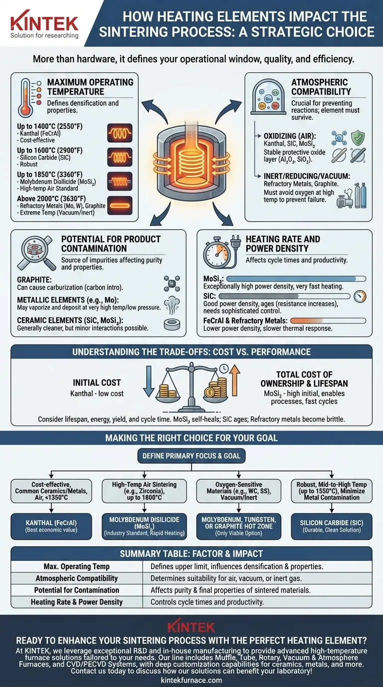In che modo la scelta degli elementi riscaldanti influisce sul processo di sinterizzazione? Ottimizza la tua sinterizzazione con gli elementi riscaldanti giusti Guida Visiva