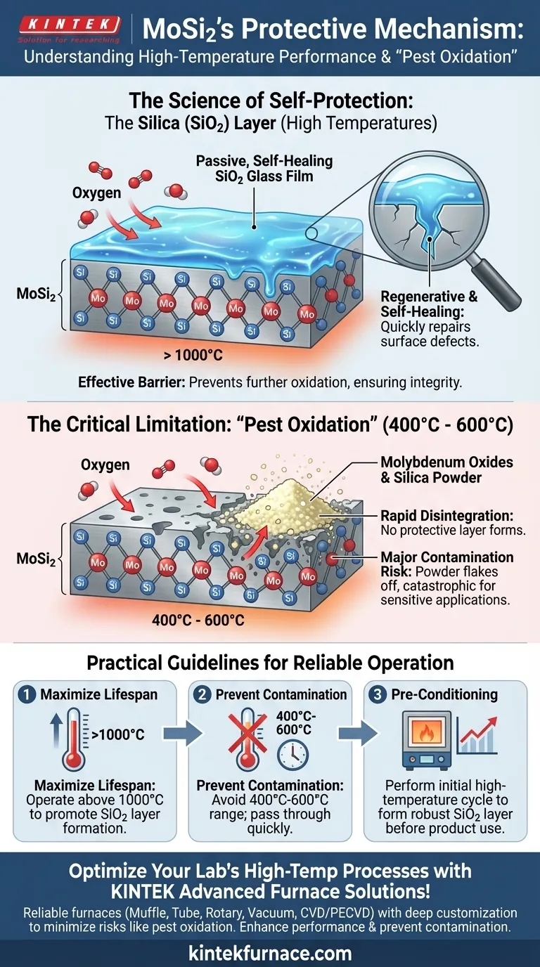 MoSi2在氧化气氛中采用何种保护机制？探索其自修复二氧化硅层 图解指南