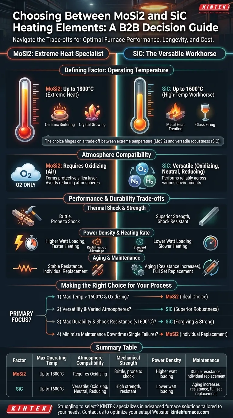 Welche Faktoren sollten bei der Wahl zwischen MoSi2- und SiC-Heizelementen berücksichtigt werden? Optimieren Sie Ihre Ofenleistung Visuelle Anleitung