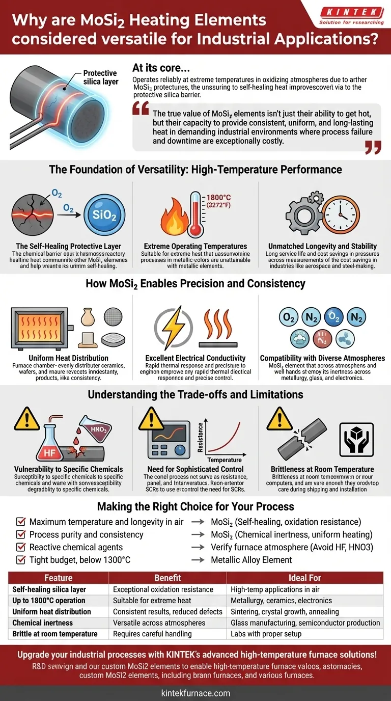 Why are MoSi2 heating elements considered versatile for industrial applications? Unlock High-Temp Reliability & Efficiency Visual Guide