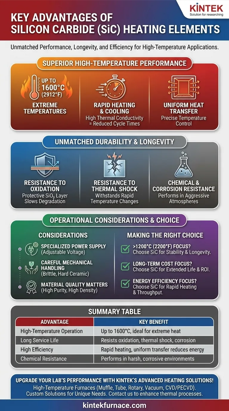Quali sono i principali vantaggi degli elementi riscaldanti in Carburo di Silicio? Sblocca affidabilità ed efficienza ad alta temperatura Guida Visiva