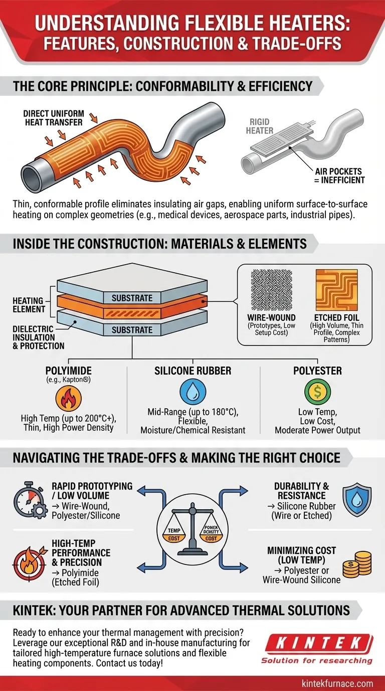 What are the features of flexible heaters? Optimize Heating for Complex Surfaces Visual Guide