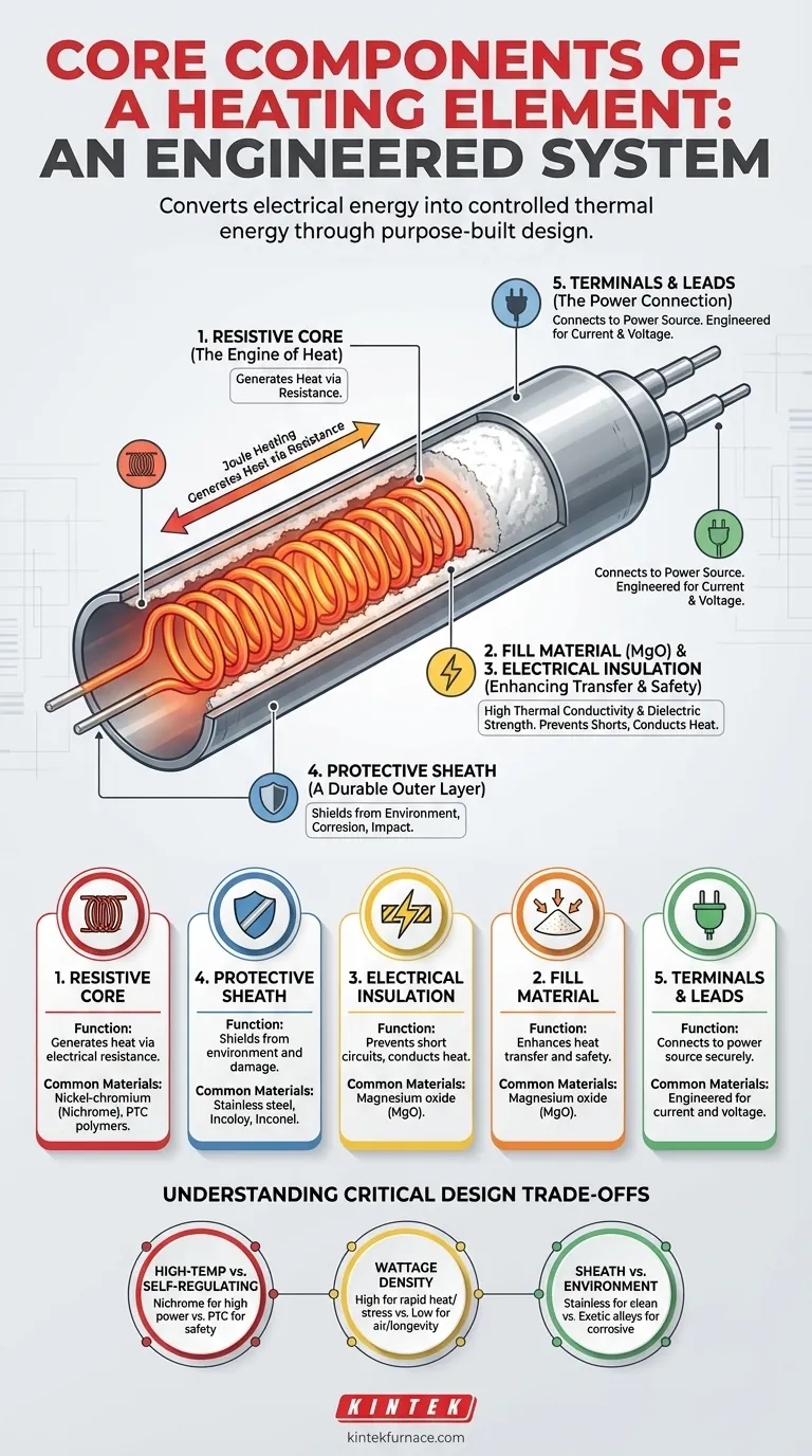 Was sind die Kernkomponenten eines Heizelements? Meistern Sie das Design für eine effiziente Wärmeerzeugung Visuelle Anleitung
