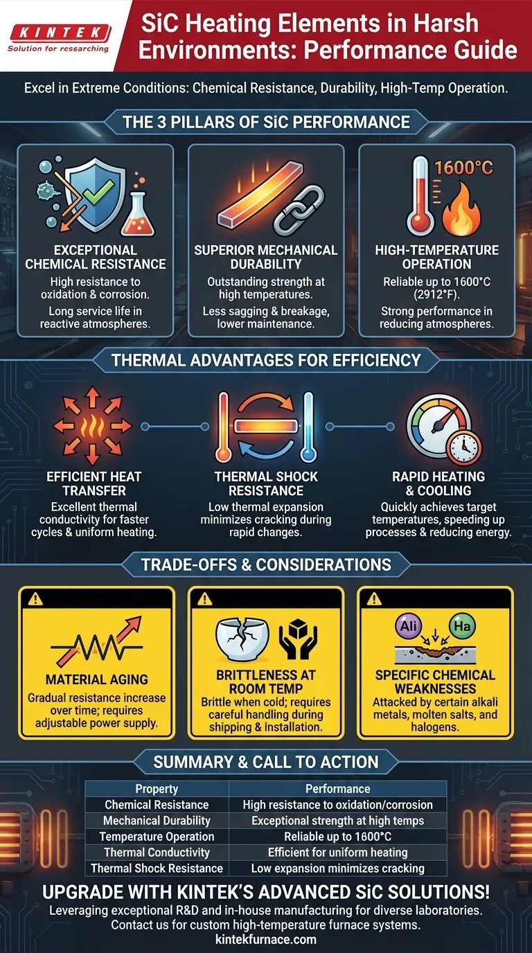 Wie schneiden SIC-Heizelemente in rauen Umgebungen ab? Entfesseln Sie Haltbarkeit und Effizienz unter extremen Bedingungen Visuelle Anleitung