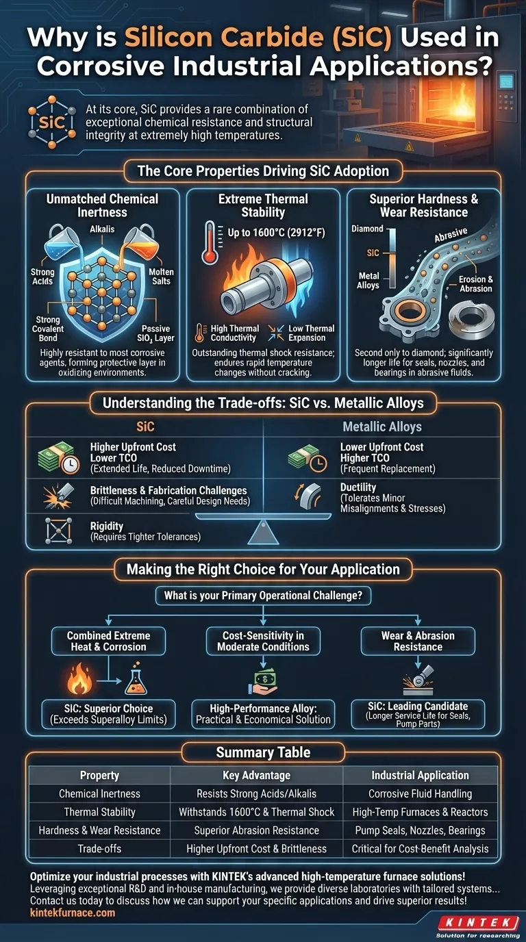 Warum wird Siliziumkarbid in korrosiven Industrieanwendungen eingesetzt? Entdecken Sie überlegene Haltbarkeit in rauen Umgebungen Visuelle Anleitung