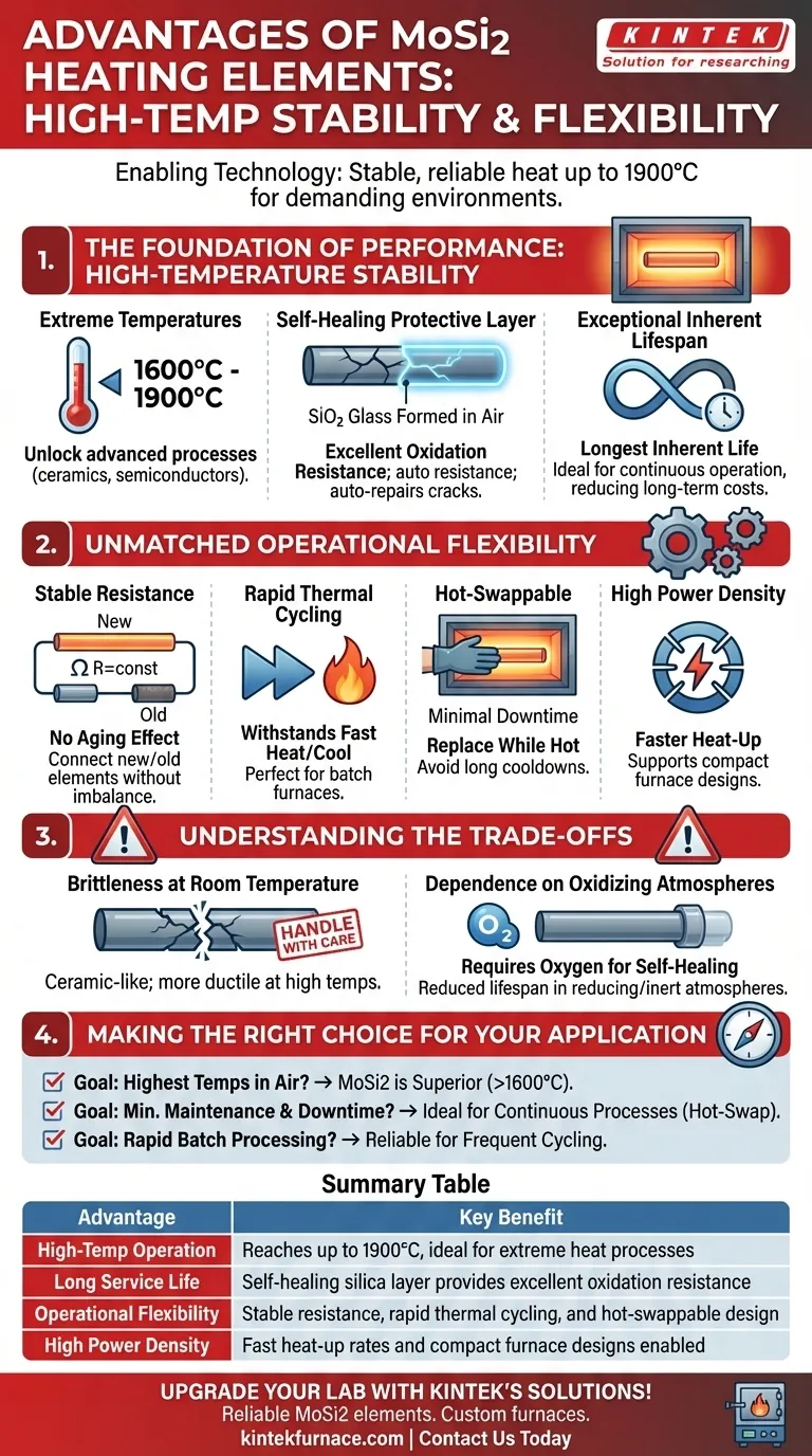 Quais são as vantagens dos elementos de aquecimento MoSi2? Alcance Calor Extremo e Longevidade para o Seu Forno Guia Visual