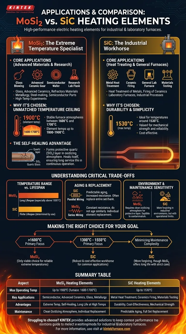 Quali sono le applicazioni degli elementi riscaldanti in carburo di silicio e MoSi2? Ottimizza i tuoi processi ad alta temperatura Guida Visiva