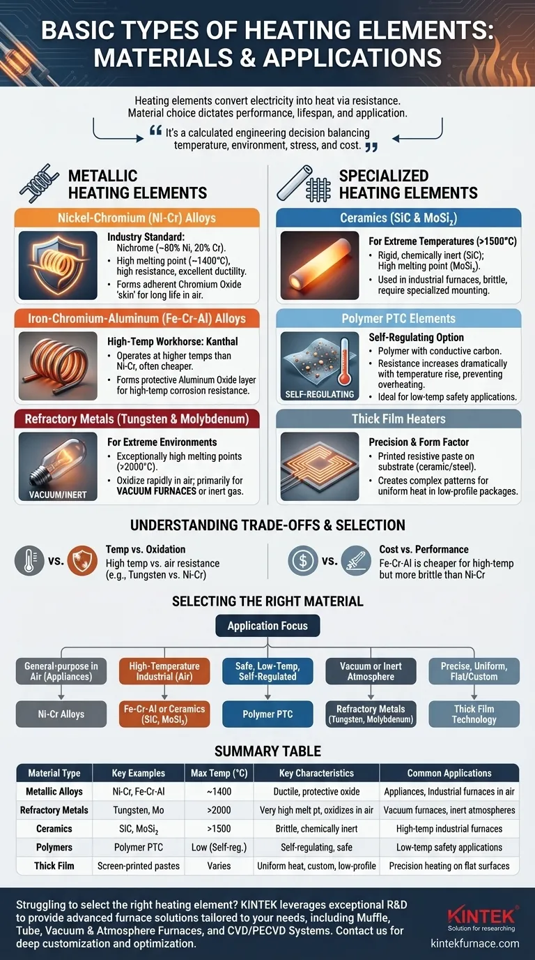 Quais são os tipos básicos de elementos de aquecimento com base nos materiais utilizados? Escolha o Material Certo para Suas Necessidades de Aquecimento Guia Visual