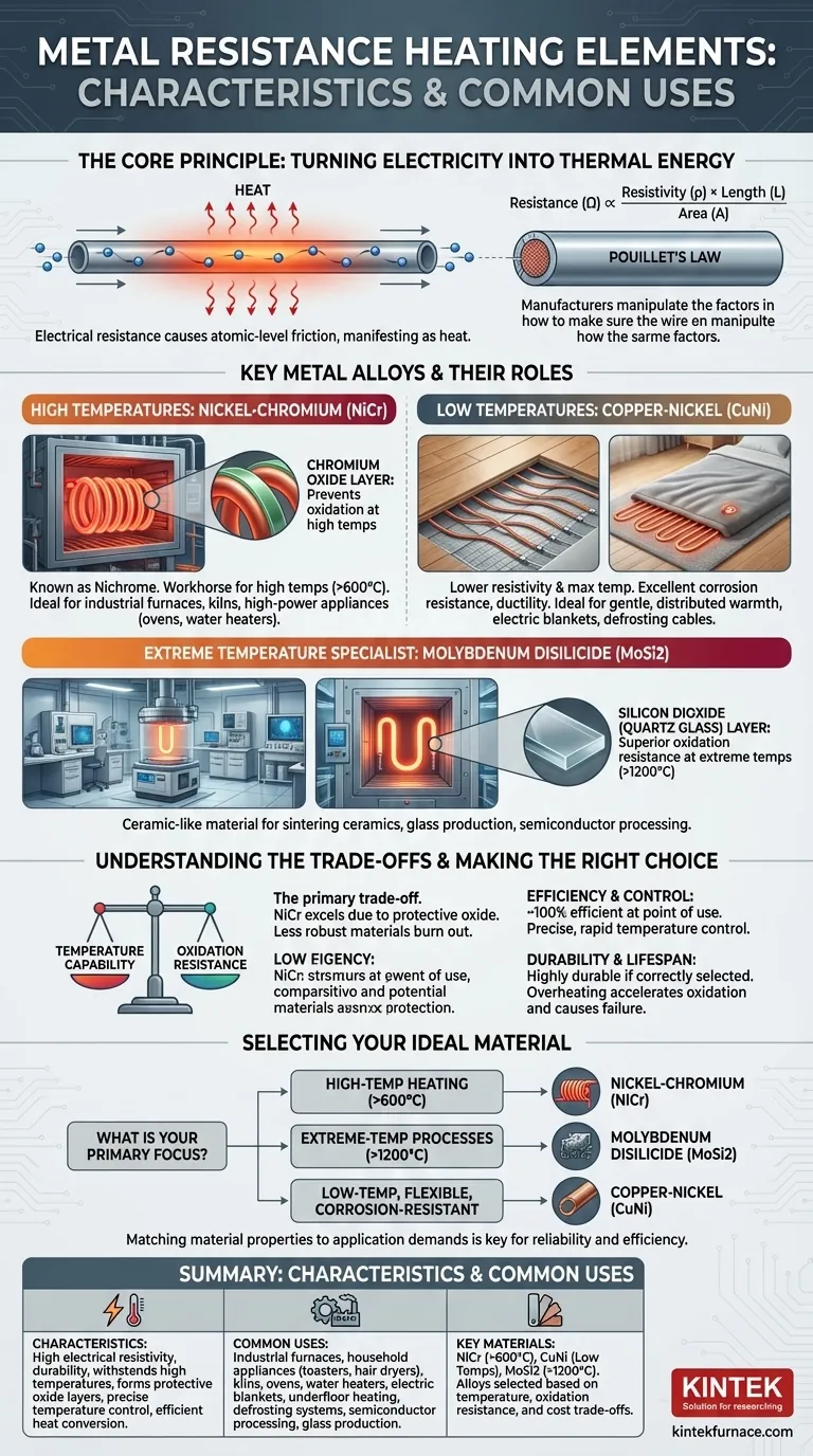 What are the characteristics and common uses of metal resistance heating elements? Discover Key Materials for Efficient Heat Visual Guide