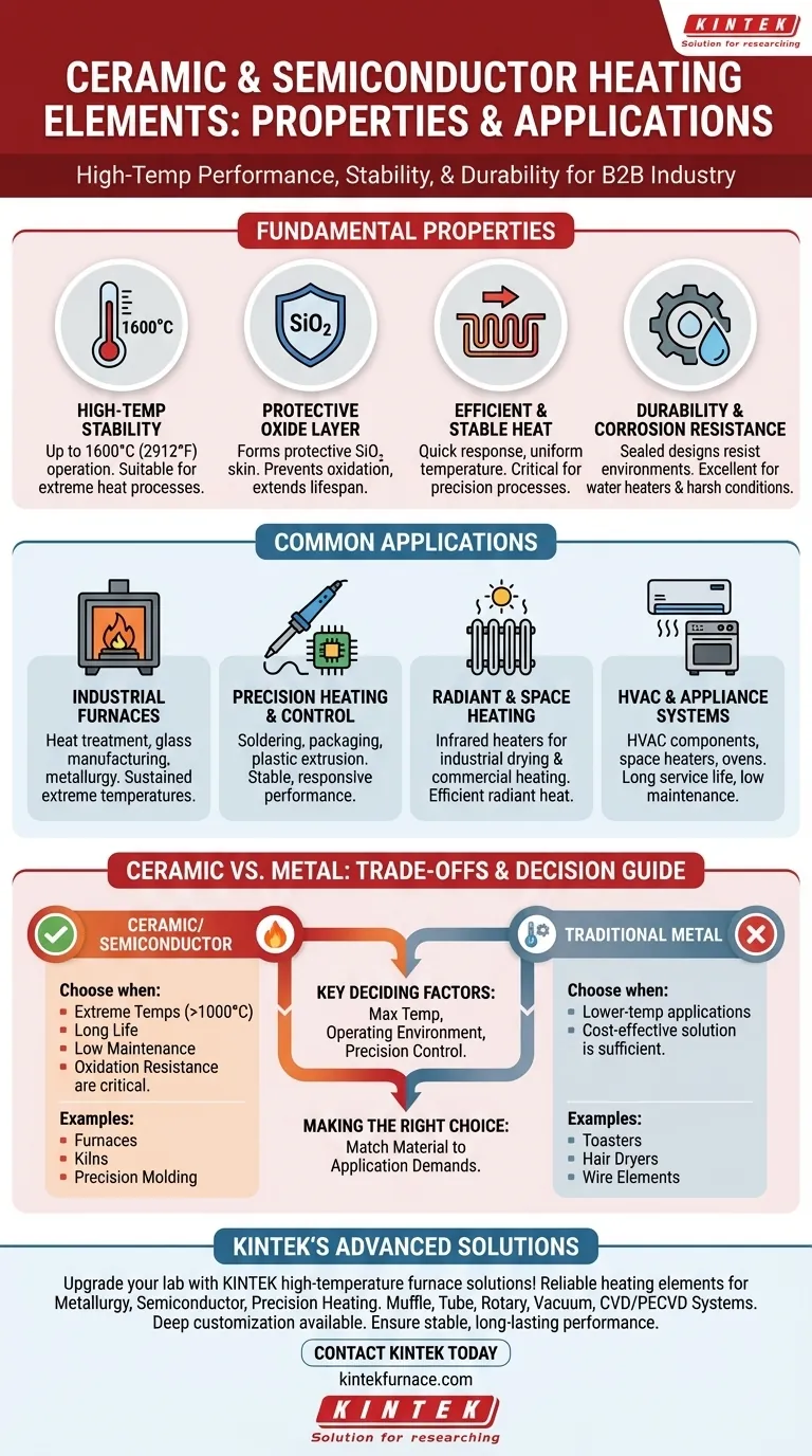 What are the properties and applications of ceramic and semiconductor heating elements? Unlock High-Temp Performance Visual Guide