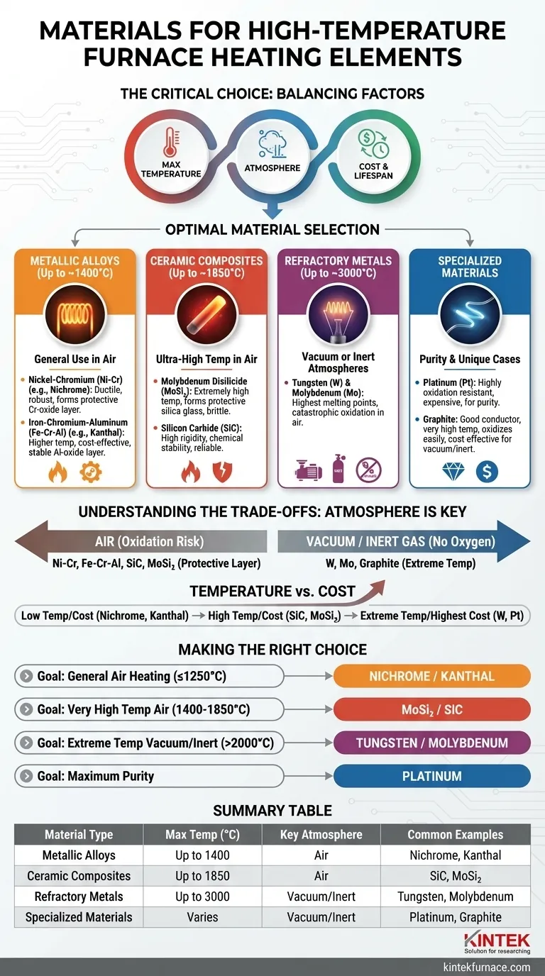 What materials are used in high-temperature furnace heating elements? Discover the Best Choices for Your Lab Visual Guide