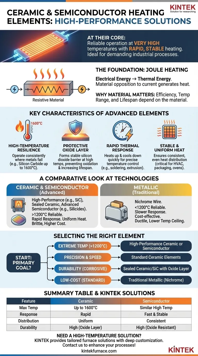 Quali sono le caratteristiche degli elementi riscaldanti in ceramica e semiconduttore? Scopri soluzioni di riscaldamento stabili ad alta temperatura Guida Visiva
