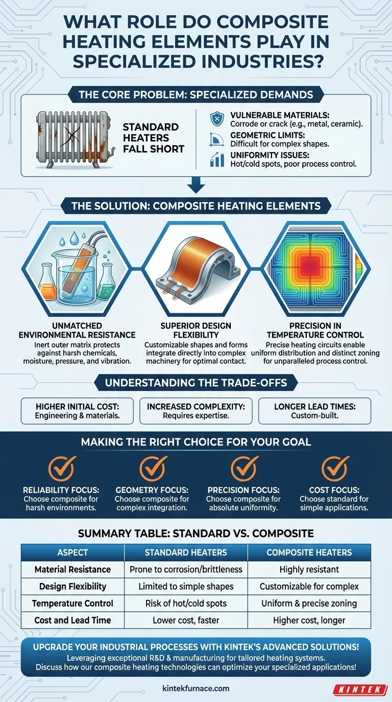 Que papel desempenham os elementos de aquecimento compósitos em indústrias especializadas? Obtenha Aquecimento Durável e Preciso para Ambientes Hostis Guia Visual