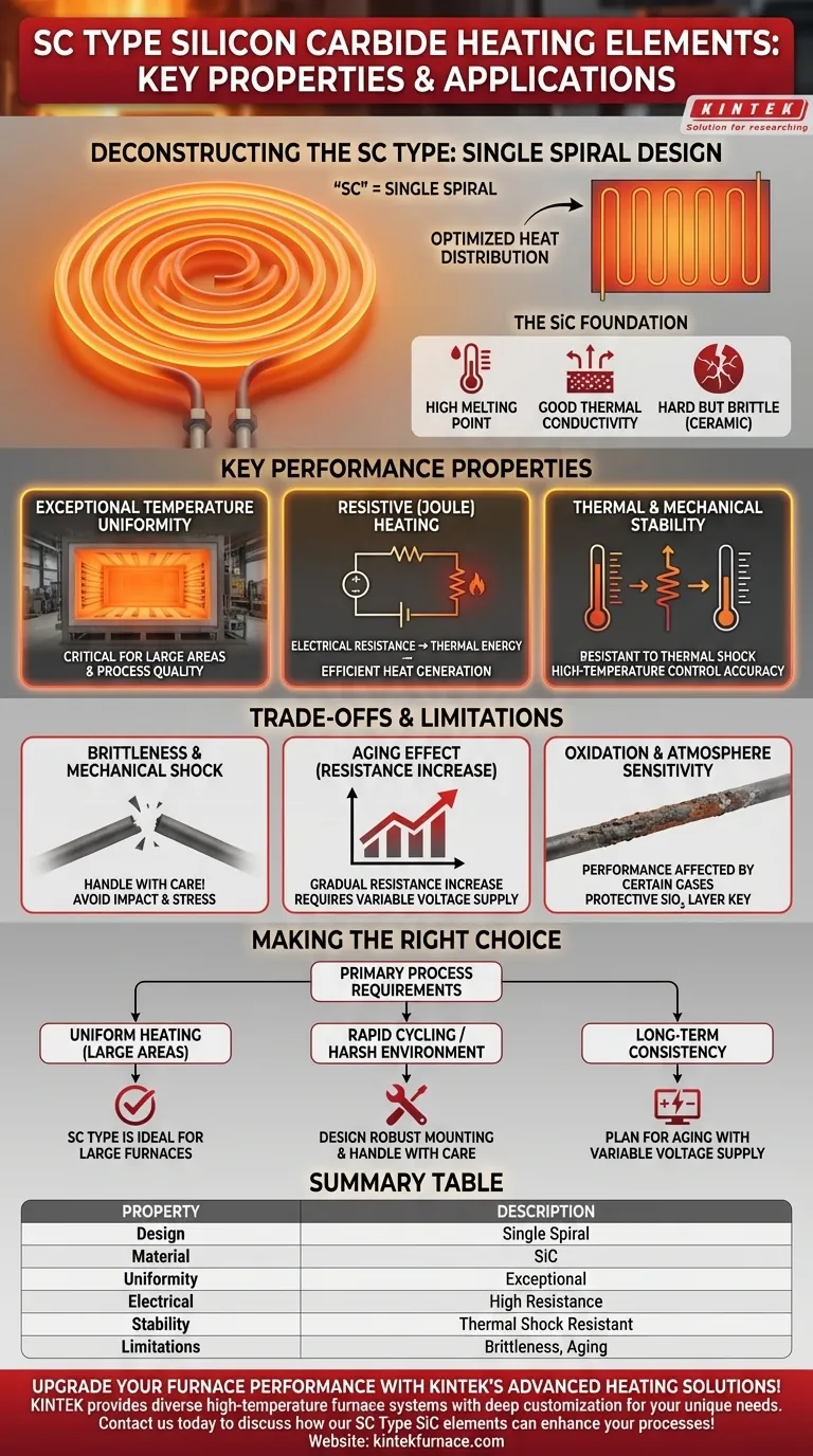 ¿Cuáles son las propiedades clave de los elementos calefactores de carburo de silicio tipo SC? Logre una uniformidad de temperatura superior Guía Visual