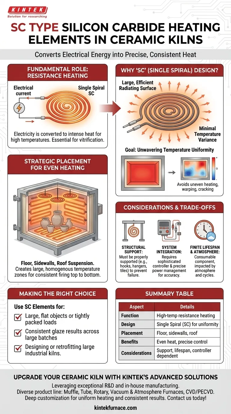 كيف تُستخدم عناصر التسخين من نوع SC المصنوعة من كربيد السيليكون في أفران السيراميك؟ تحقيق حرق موحد بدرجة حرارة عالية دليل مرئي