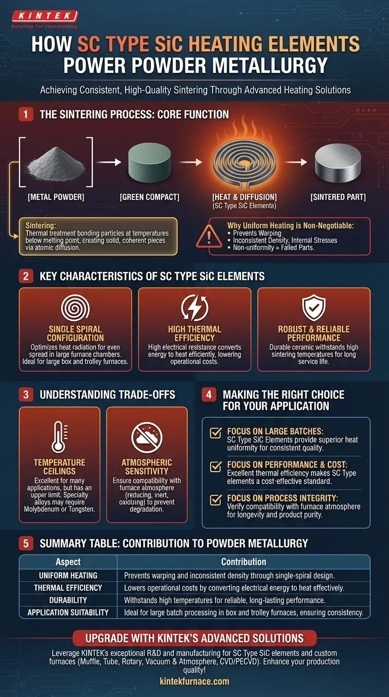 كيف تساهم عناصر التسخين المصنوعة من كربيد السيليكون من النوع SC في تعدين المساحيق؟ تحقيق تلبيد موحد لأجزاء كثيفة دليل مرئي