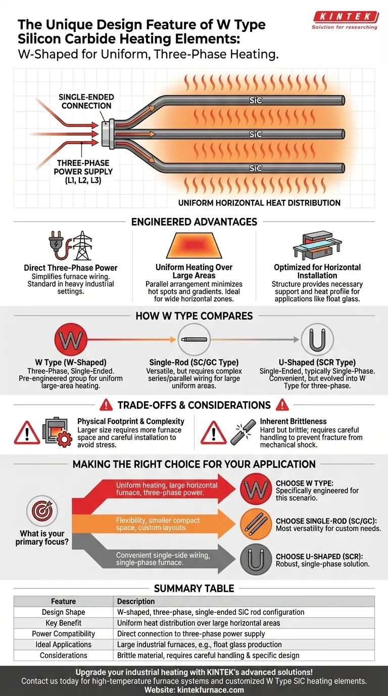 Was ist das einzigartige Designmerkmal von W-Typ Siliziumkarbid-Heizelementen? Entwickelt für gleichmäßige Erwärmung in Industrieöfen Visuelle Anleitung