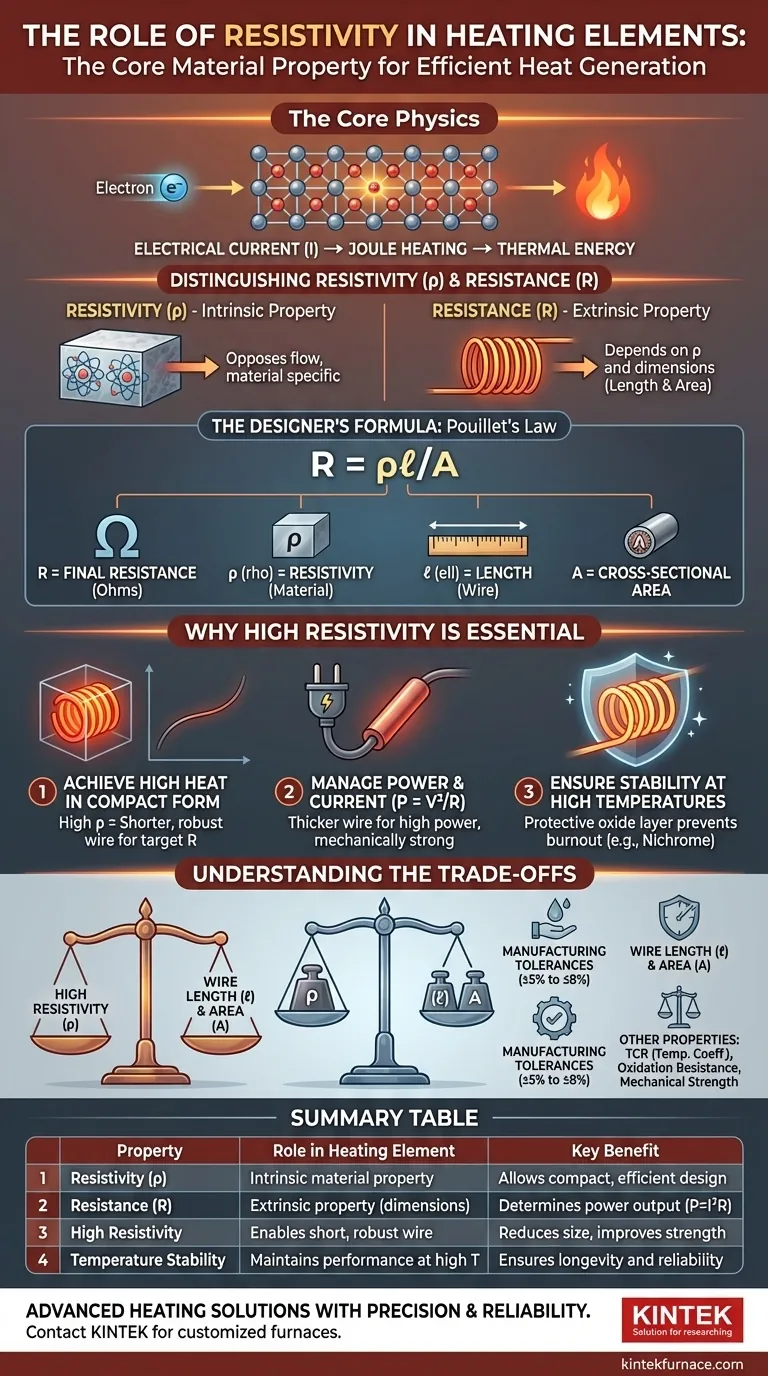 Welche Rolle spielt der spezifische Widerstand in Heizelementen? Erschließen Sie eine effiziente Wärmeerzeugung für Ihre Anwendungen Visuelle Anleitung