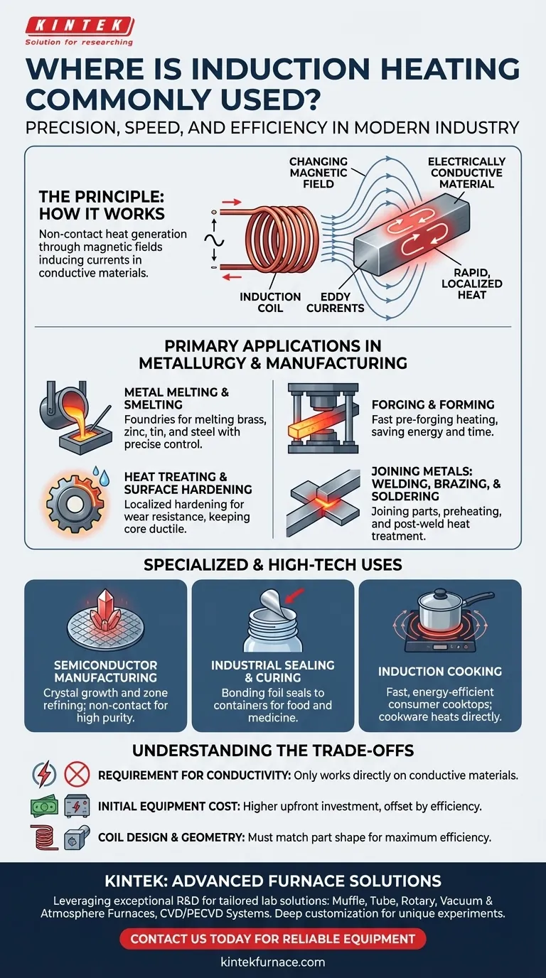 Onde o aquecimento por indução é comumente usado? Descubra suas principais aplicações industriais e comerciais Guia Visual