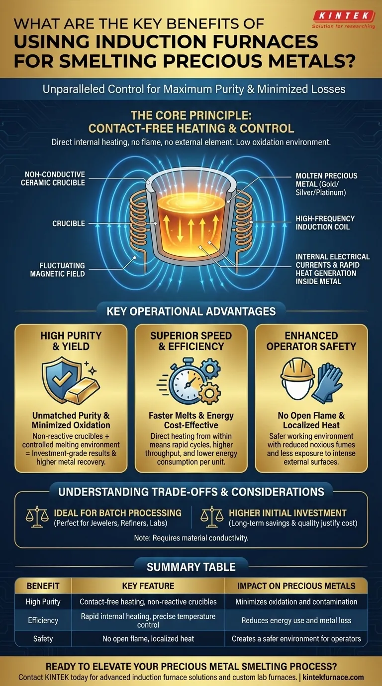 Quais são os principais benefícios do uso de fornos de indução para a fundição de metais preciosos? Maximize a Pureza e o Rendimento Guia Visual