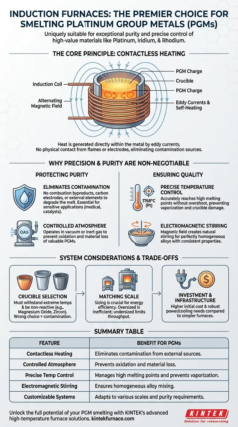 Cosa rende i forni a induzione adatti alla fusione dei metalli del gruppo del platino (PGM)? Ottieni purezza e precisione nella lavorazione dei metalli Guida Visiva
