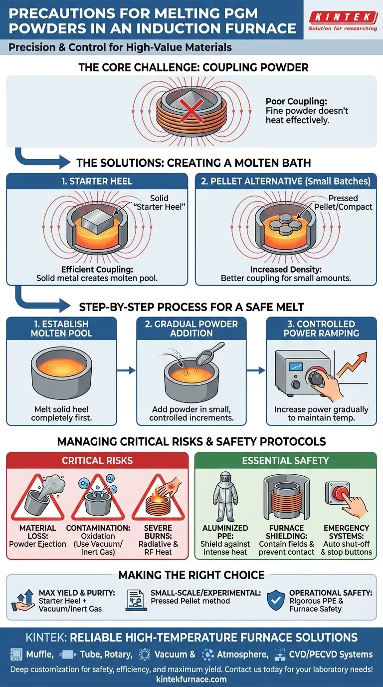 Que precauções devem ser tomadas ao fundir pós de PGM em um forno de indução? Garanta a Segurança e Maximize o Rendimento Guia Visual