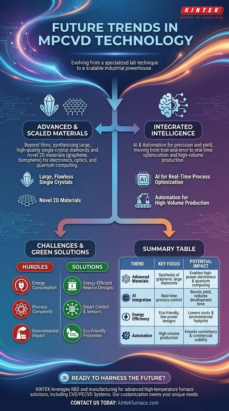 Quais são as tendências futuras na tecnologia MPCVD? Desbloqueie Materiais de Próxima Geração com IA e Eficiência Guia Visual