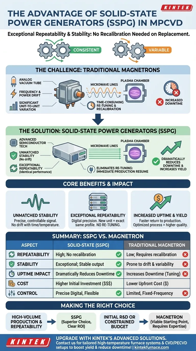 MPCVD 장치에서 솔리드 스테이트 전원 공급 장치가 제공하는 이점은 무엇입니까? 공정 반복성과 가동 시간 향상 시각적 가이드