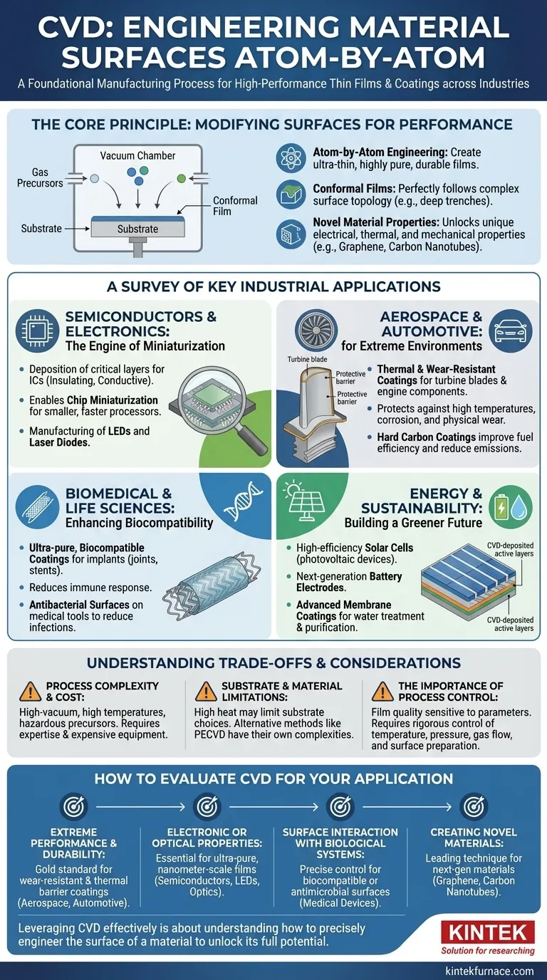 Welche Anwendungen gibt es für CVD in verschiedenen Industrien? Entdecken Sie, wie CVD Materialien für High-Tech-Anwendungen transformiert Visuelle Anleitung