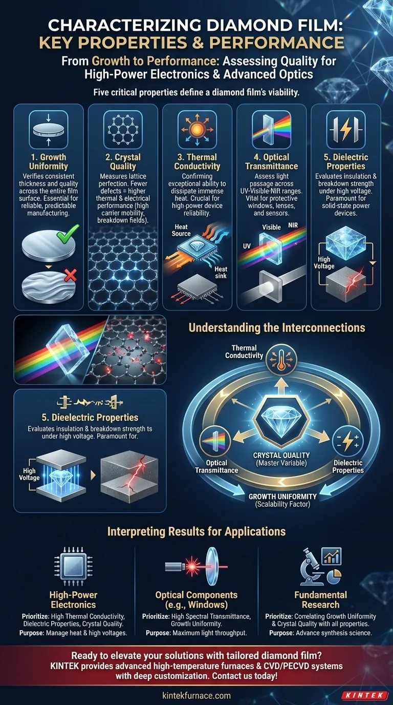 针对金刚石薄膜的哪些关键特性进行了表征？解锁高性能应用 图解指南