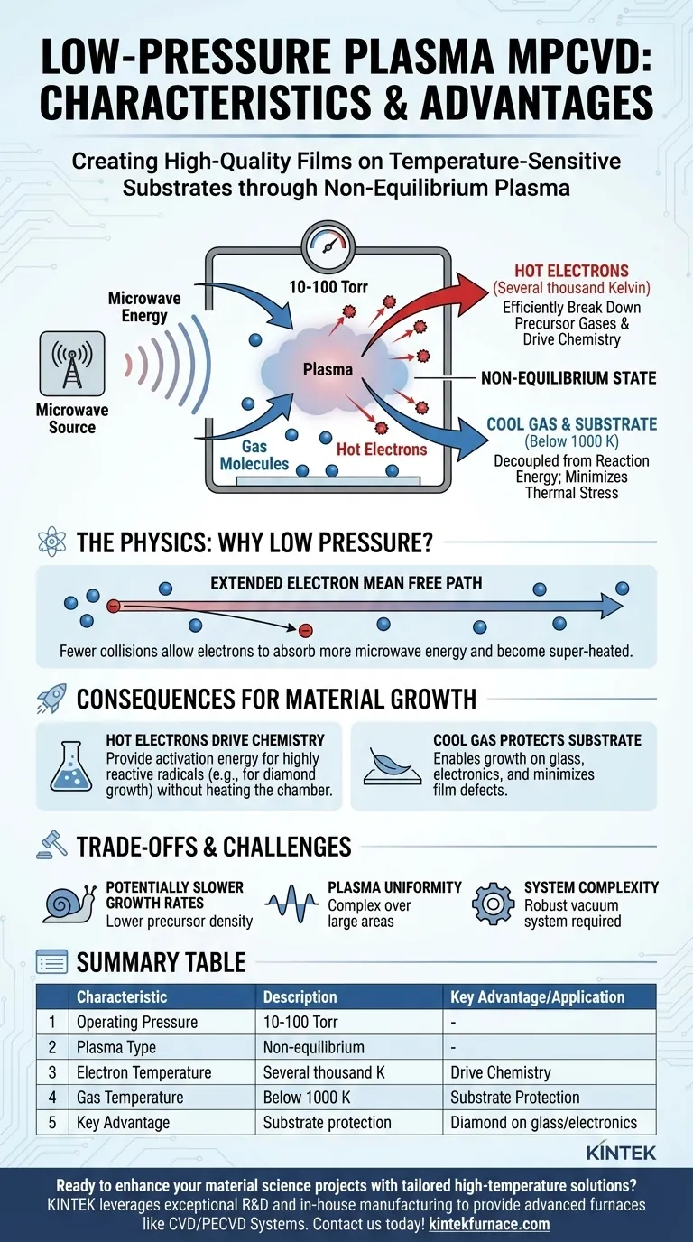What are the characteristics of low-pressure plasma MPCVD? Unlock Precision Material Growth Visual Guide