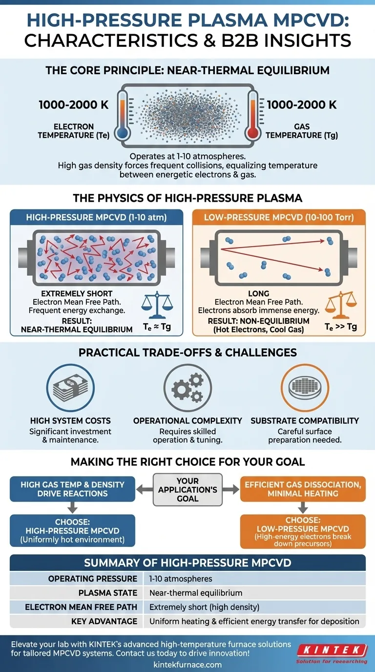 Quali sono le caratteristiche dell'MPCVD al plasma ad alta pressione? Sblocca la Deposizione di Materiali Superiori Guida Visiva