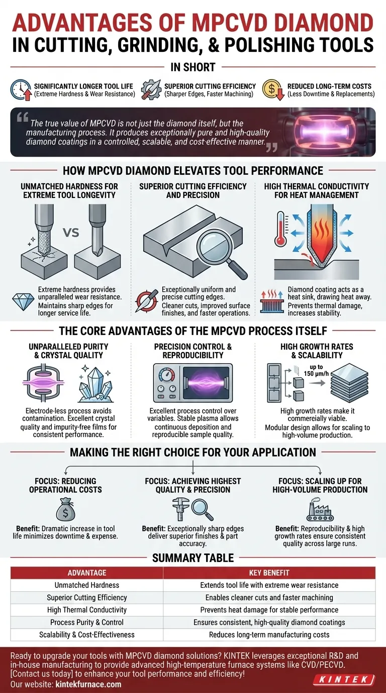 Quais são as vantagens do diamante MPCVD em ferramentas de corte, desbaste e polimento? Aumente a Vida Útil e a Eficiência da Ferramenta Guia Visual
