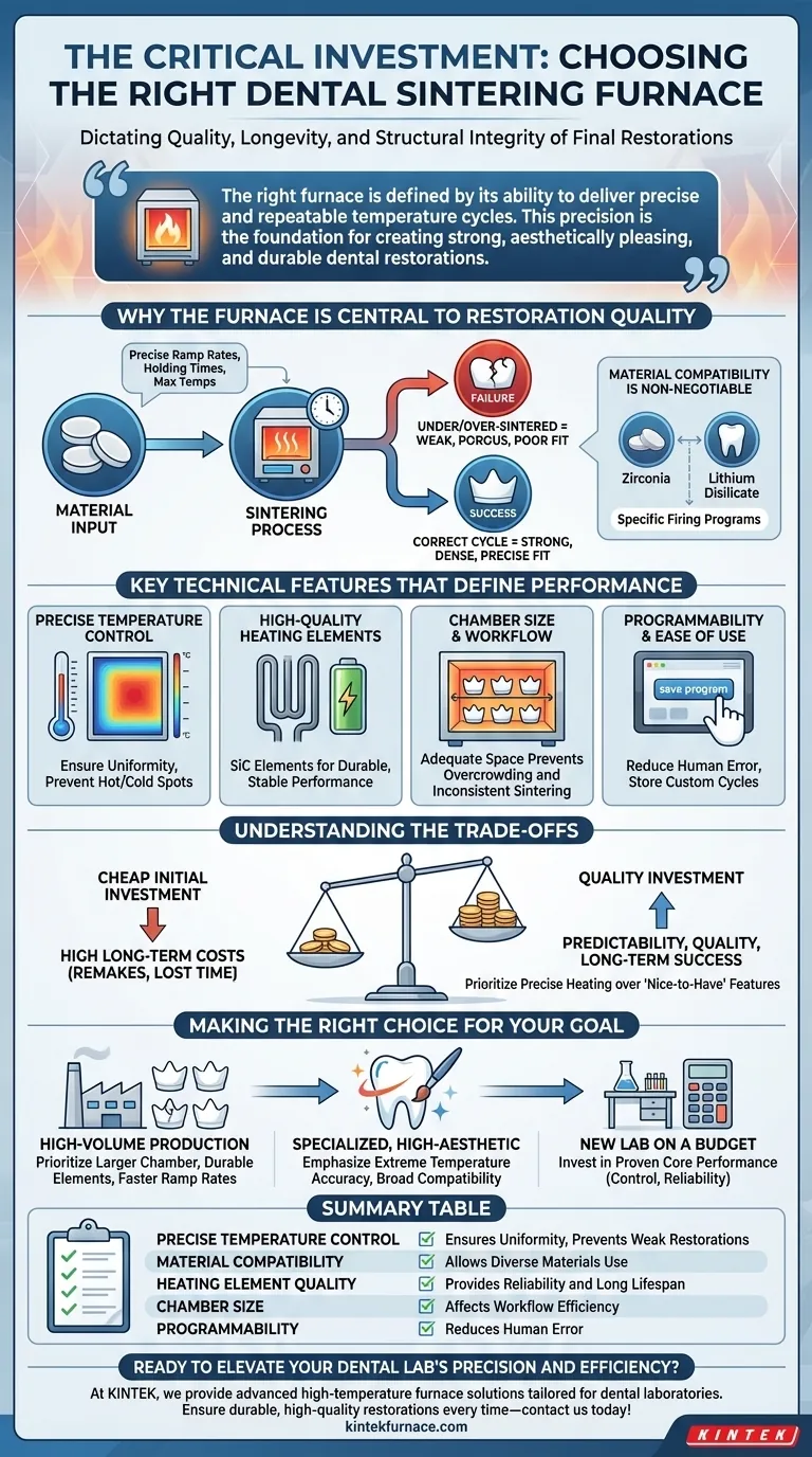 What is the conclusion regarding the importance of choosing the right dental sintering furnace? Ensure Precision for Durable Restorations Visual Guide
