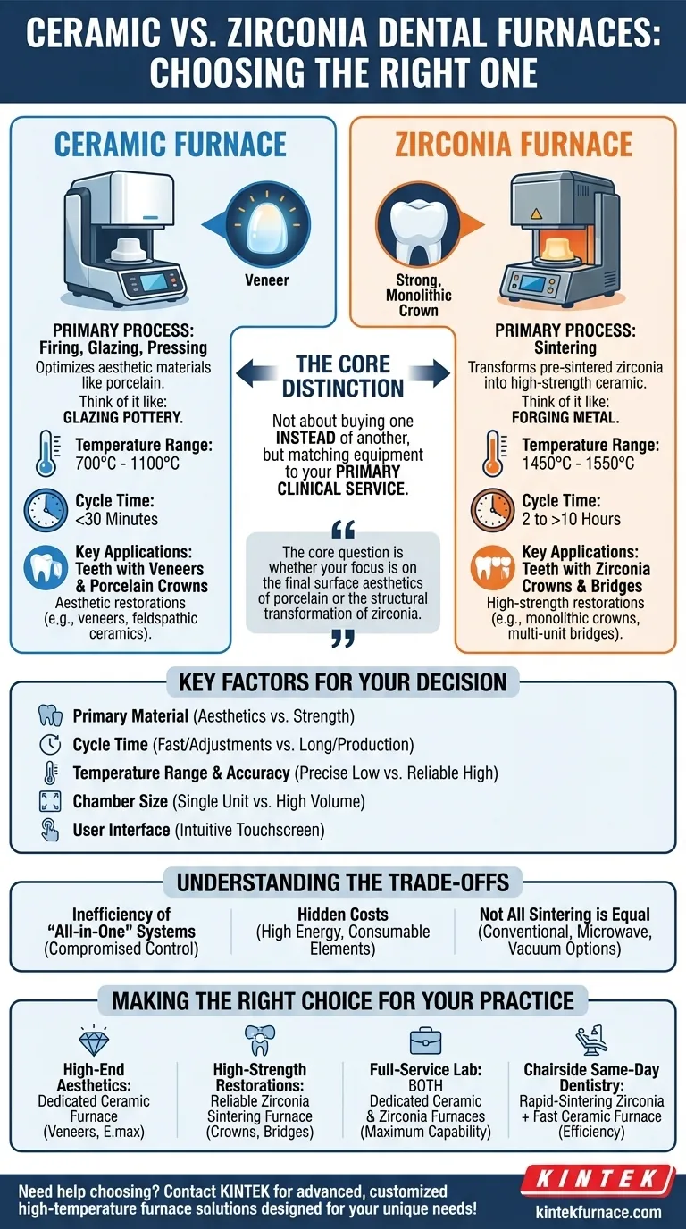 Come si dovrebbe scegliere tra un forno dentale per ceramica e uno per zirconia? Abbina la tua attrezzatura alle tue esigenze cliniche Guida Visiva
