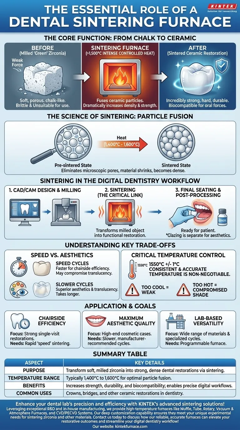 Was ist der Hauptzweck eines Sinterofens in der Zahnmedizin? Zirkonoxid in stabile Zahnrestaurationen umwandeln Visuelle Anleitung