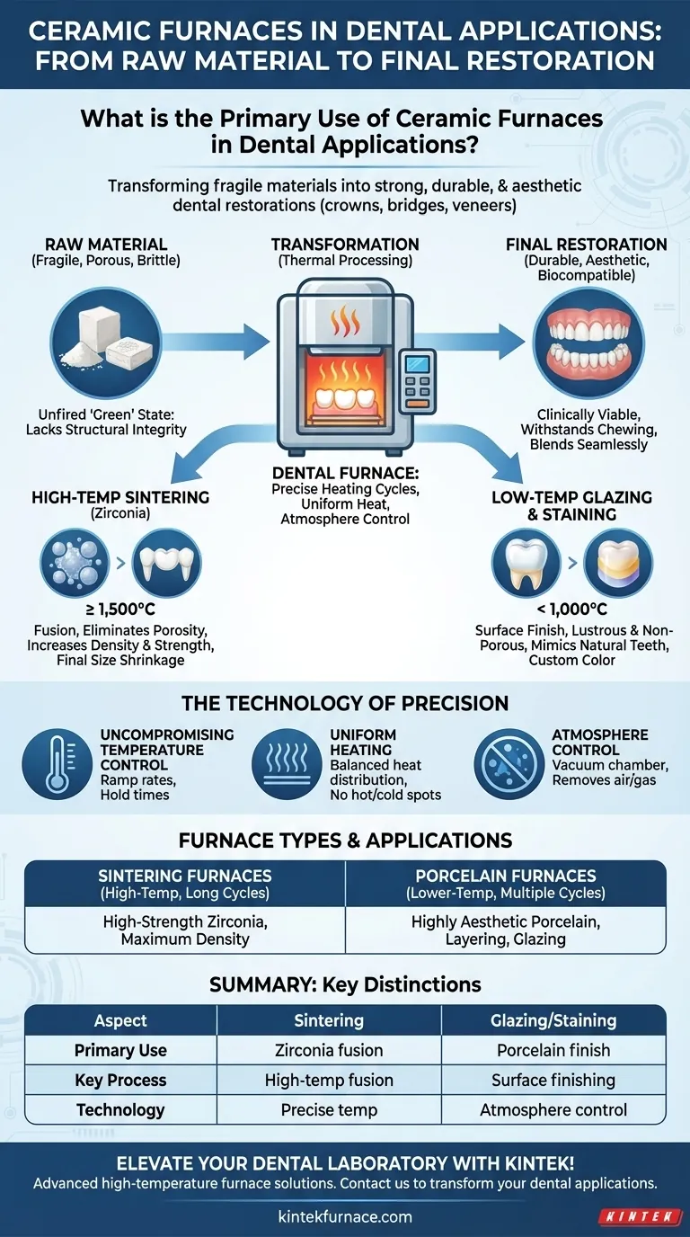 Was ist der primäre Einsatzzweck von Keramiköfen in dentalen Anwendungen? Materialien in dauerhafte dentale Restaurationen umwandeln Visuelle Anleitung