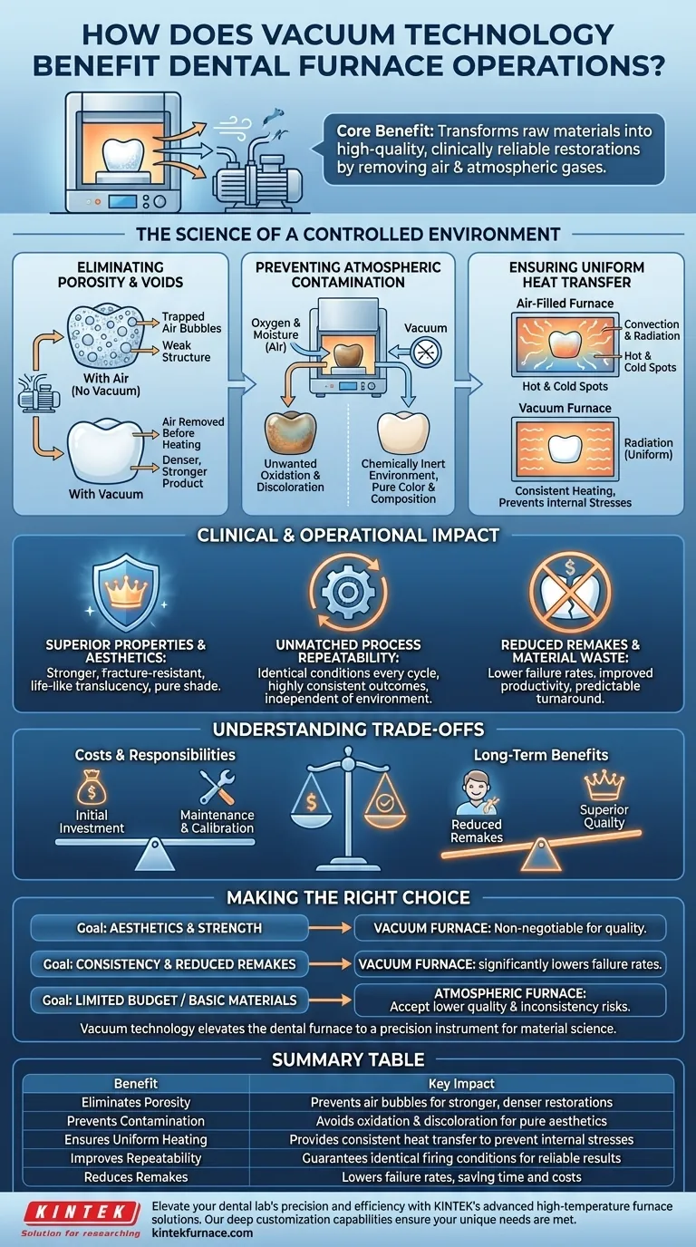 How does vacuum technology benefit dental furnace operations? Achieve Superior Dental Restorations Visual Guide