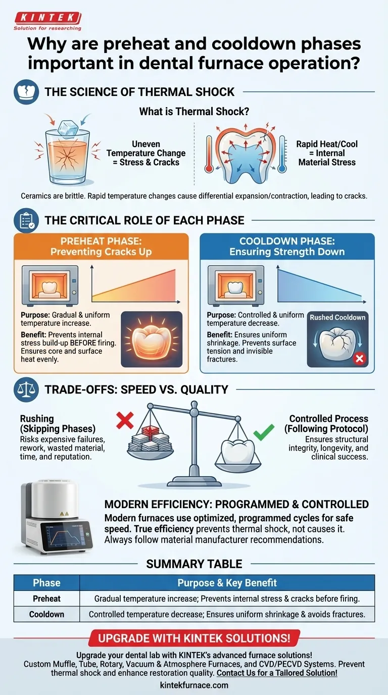 لماذا تعتبر مرحلتا التسخين المسبق والتبريد مهمتين في تشغيل أفران طب الأسنان؟ منع التشققات وضمان نجاح الترميم دليل مرئي