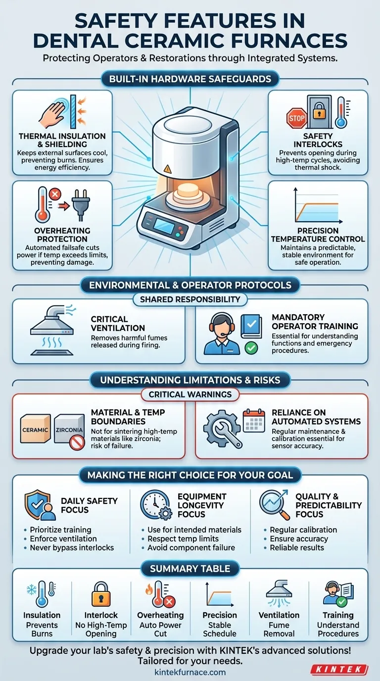 Quali caratteristiche di sicurezza sono incluse nei forni per ceramica dentale? Assicurare la protezione dell'operatore e dell'attrezzatura Guida Visiva