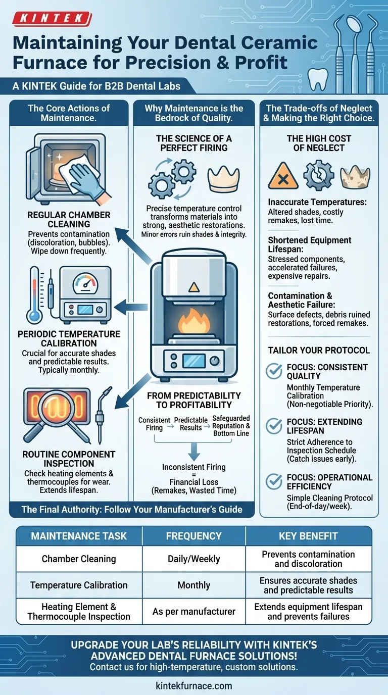 Quale manutenzione è richiesta per un forno ceramico dentale? Assicura precisione e longevità per il tuo laboratorio Guida Visiva