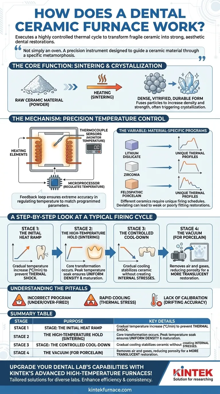 How does a dental ceramic furnace work? Master Precision Sintering for Strong, Aesthetic Restorations Visual Guide