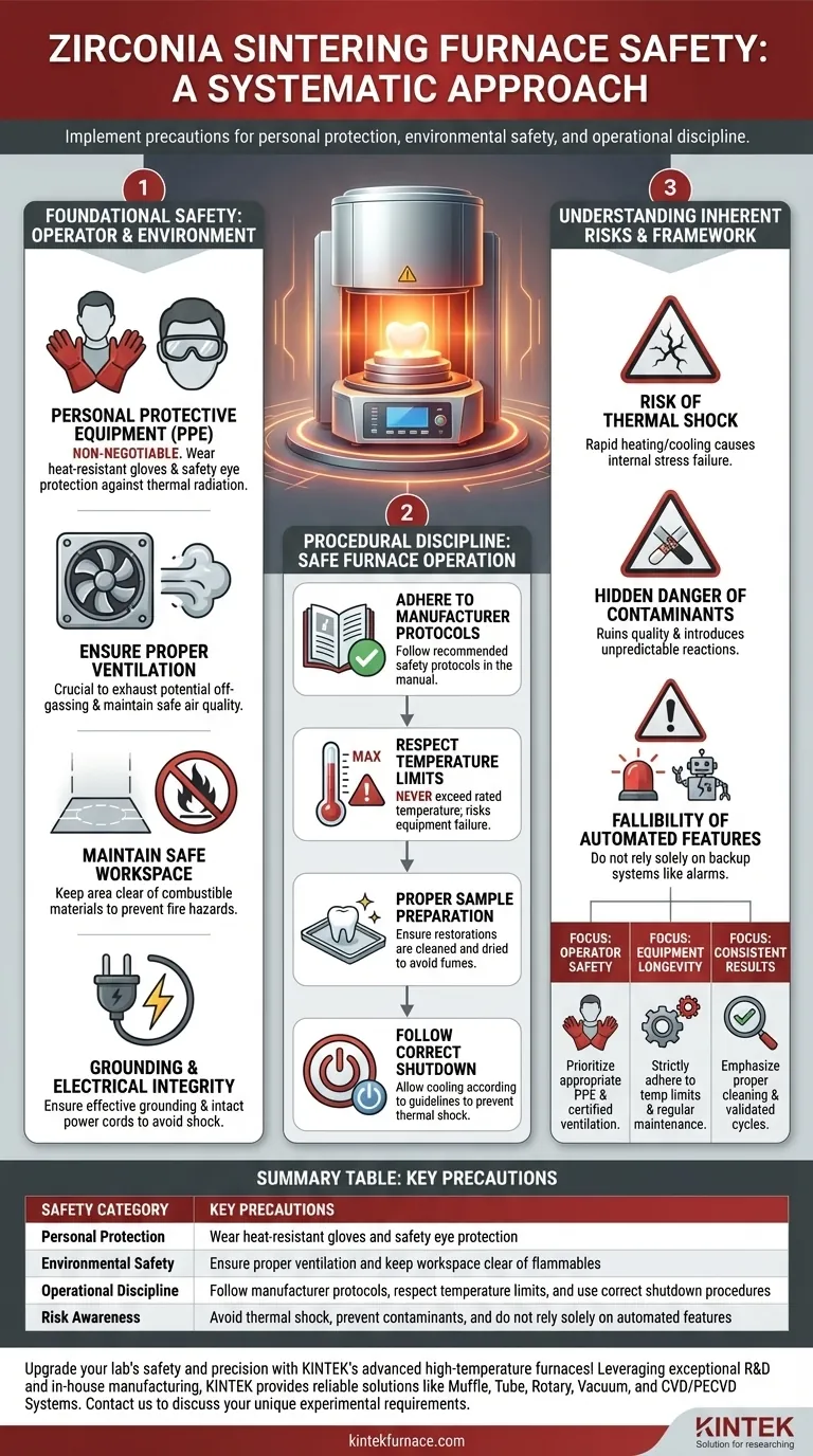What safety precautions should be taken when using a zirconia sintering furnace? Ensure Operator Safety and Equipment Longevity Visual Guide