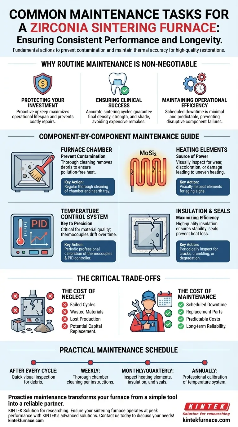 What are common maintenance tasks for a zirconia sintering furnace? Ensure Precision and Longevity for Your Lab Visual Guide