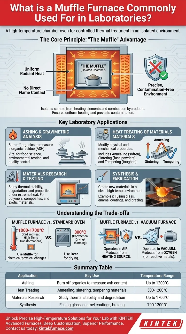 ¿Para qué se utiliza comúnmente un horno mufla en los laboratorios? Esencial para el procesamiento de materiales a alta temperatura Guía Visual