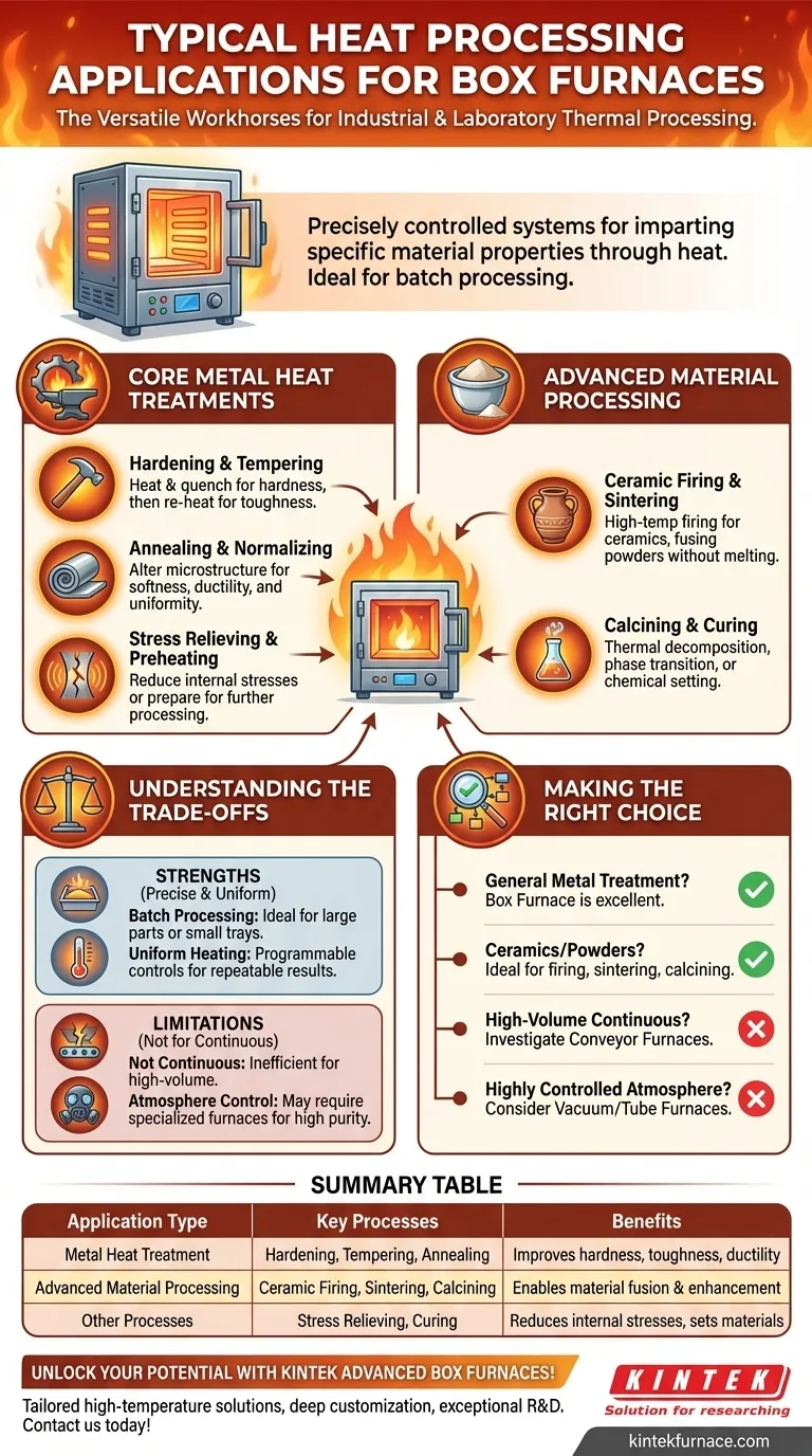 What are some typical heat processing applications for Box Furnaces? Discover Versatile Solutions for Metals and Materials Visual Guide