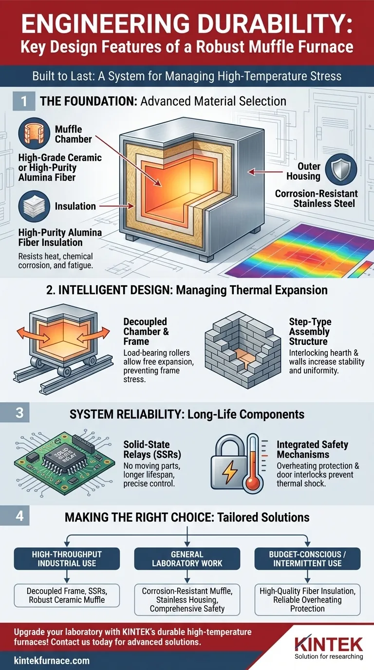 ¿Qué características de diseño contribuyen a la durabilidad de un horno mufla? Descubra la ingeniería clave para un rendimiento duradero Guía Visual